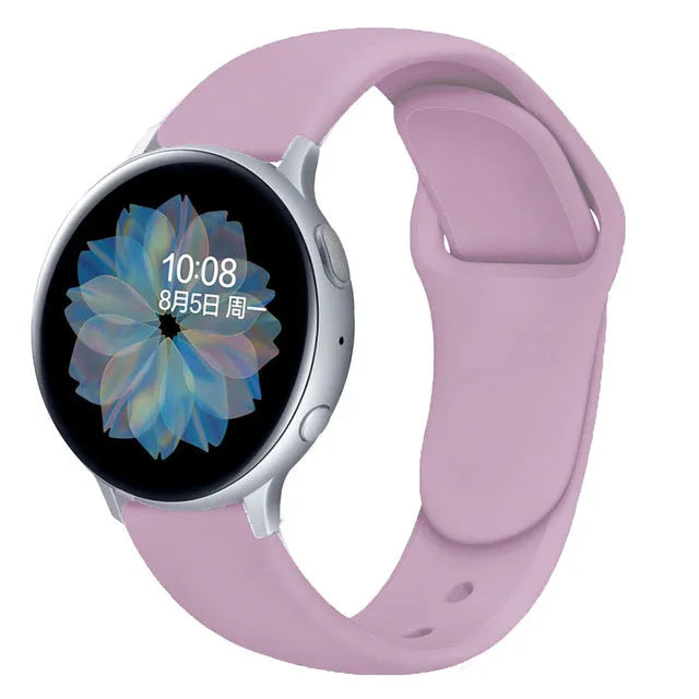 Samsung Galaxy Watch Active 2 sports strap with reverse buckle clasp in lilac silicone