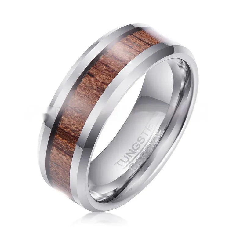 Ugyen tungsten carbide men's ring with 8mm wide U-shaped band in rose gold electroplated finish