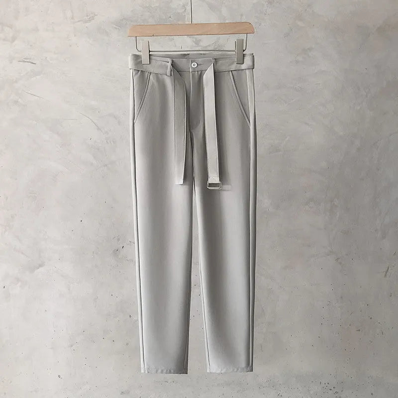 Boys slim straight wool trousers in tapered business casual street fashion style