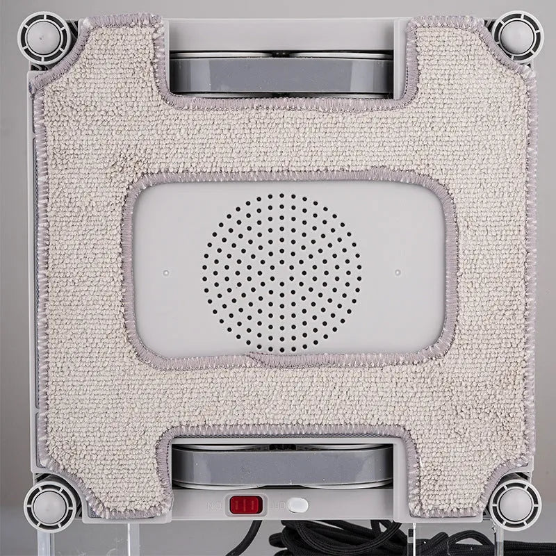 White intelligent window cleaning robot with dimensions 220mm x 220mm x 70mm for high-rise glass.