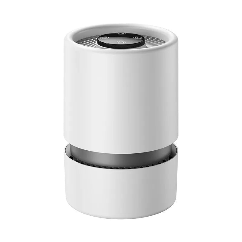 White EJ-JHQ101 desktop USB air purifier with simple style on a desk.