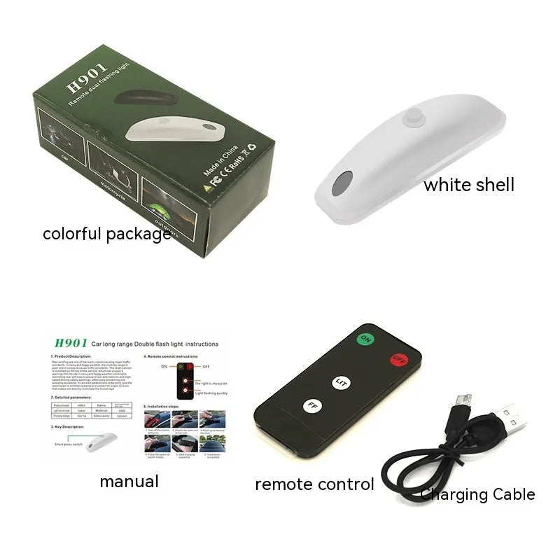 Black car remote-controlled anti-collision strobe light with remote control for rain fog weather