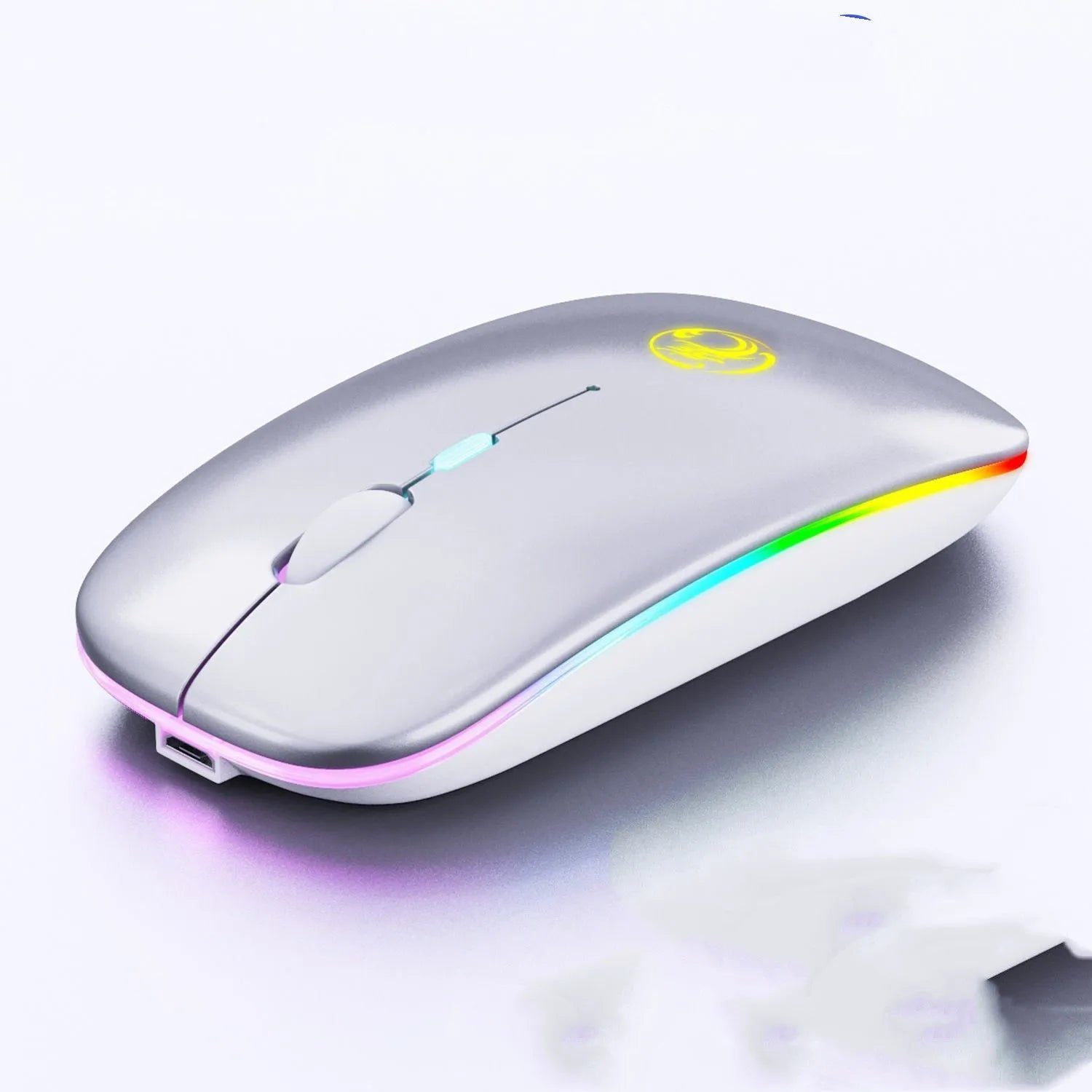 Black or white dual-mode wireless silent mouse with luminous charging indicator and adjustable DPI settings