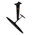 Black carbon fibre surfing hydrofoil with 1051mm front wing and aluminium alloy construction