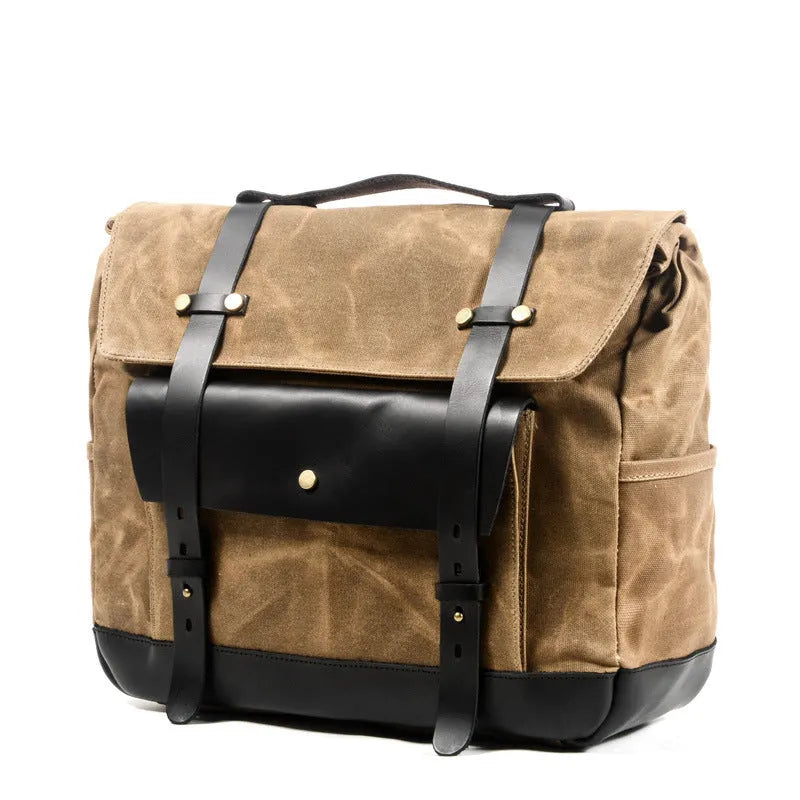 Camel Bag Knight retro cotton messenger bag for motorcycle helmets in Army Green