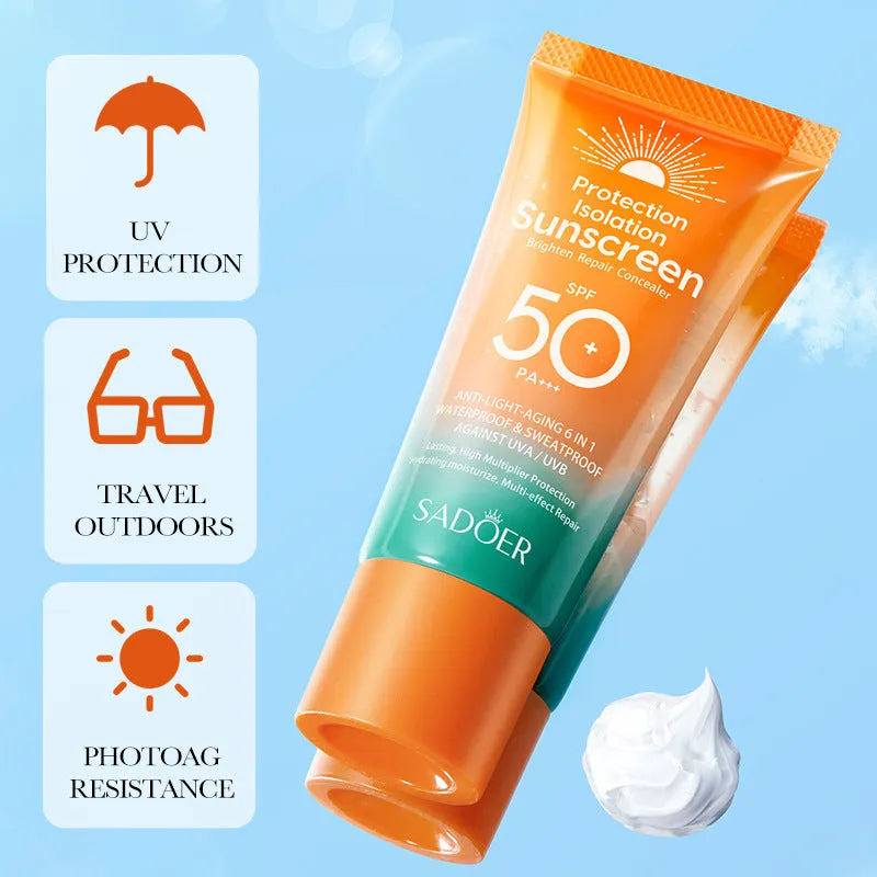 Double tube multi-effect repair isolation sunscreen primer 50g for universal skin types