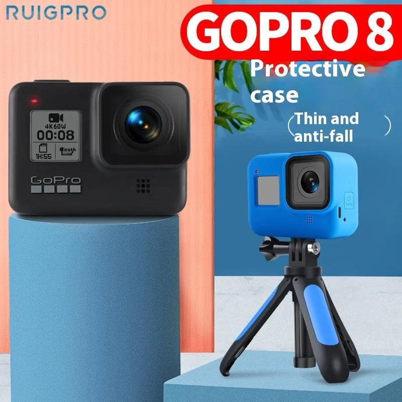 GoPro Hero8 Black silicone protective sleeve with carrying strap in blue colour option