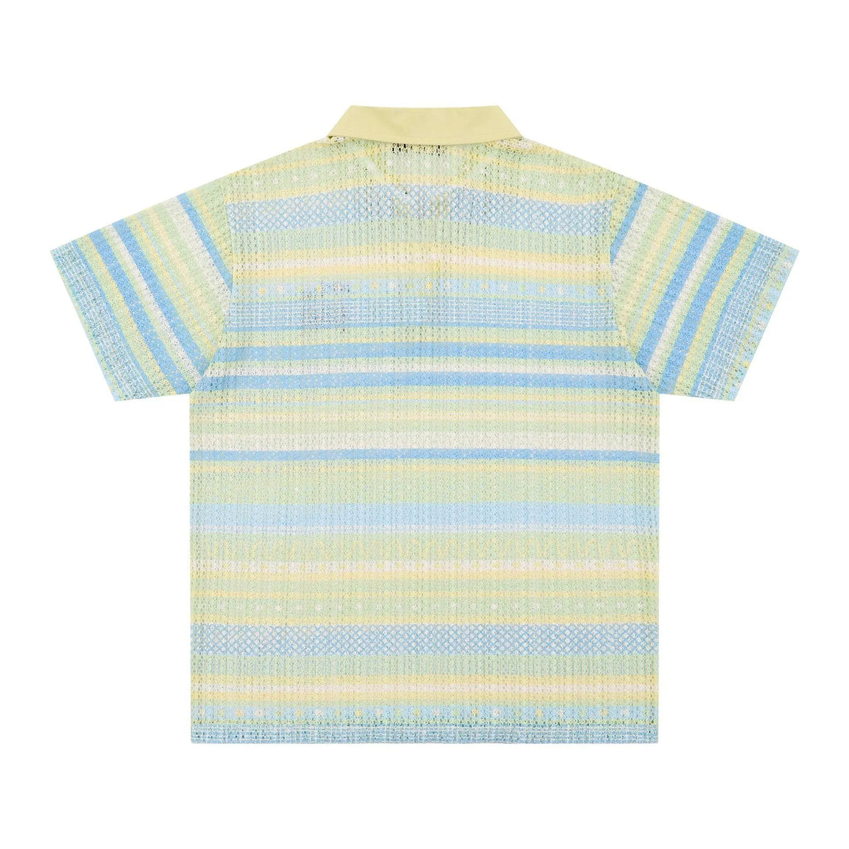 Men's blue printed short-sleeve shirt with elastic polyester fabric in loose fit