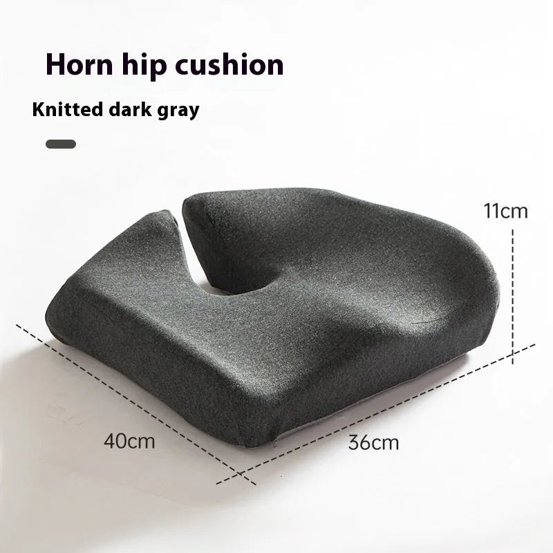 Memory foam office chair cushion with solid colour polyester cover measuring 36x40x11cm for waist support