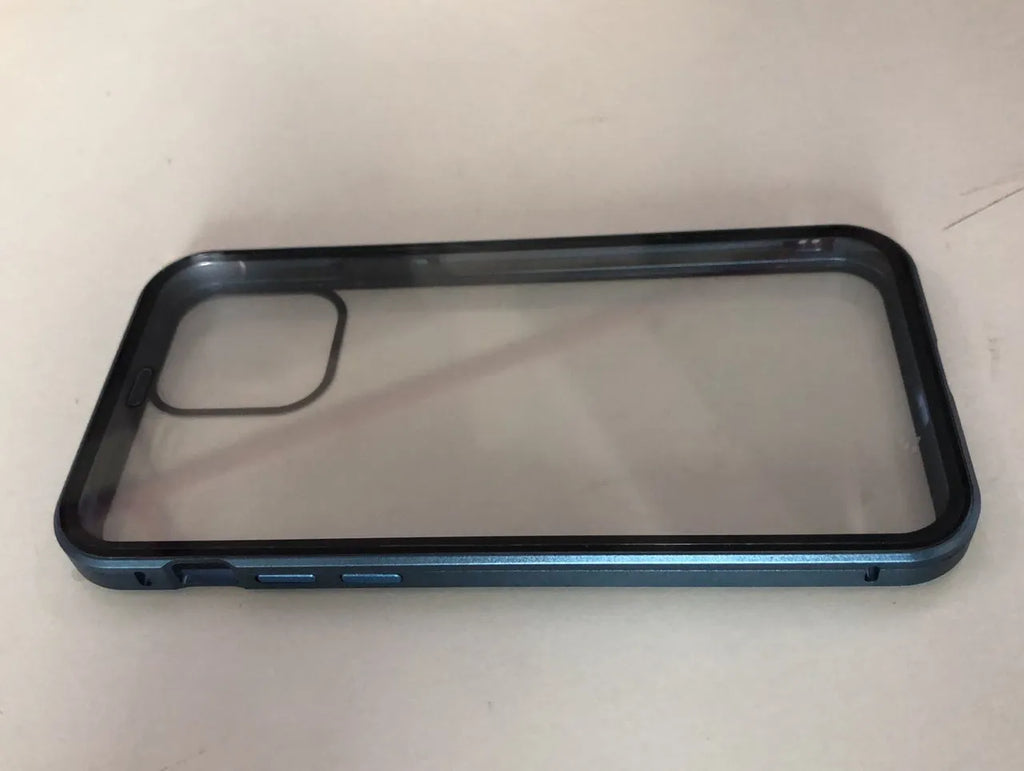Glass anti-spy phone case with geometry pattern for iPhone in clamshell design