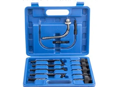 Automatic transmission oil refuelling machine with transmission injector tool and multiple adapters in 13-piece kit