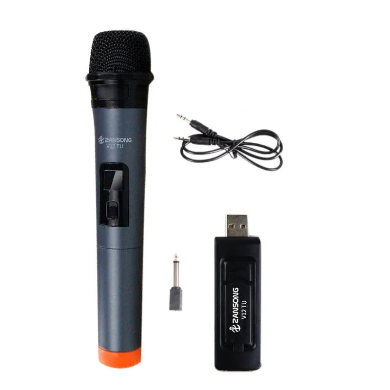 ZANSONG V12 black dynamic handheld microphone with USB receiver and audio cable