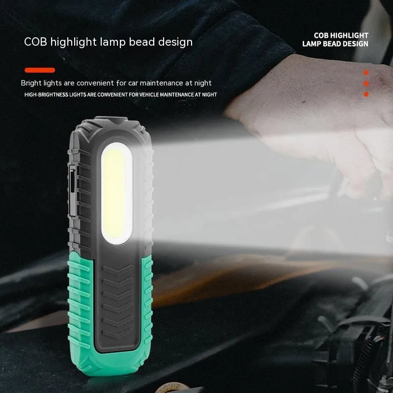 Black and green PET-coated auto repair work light with USB charging port