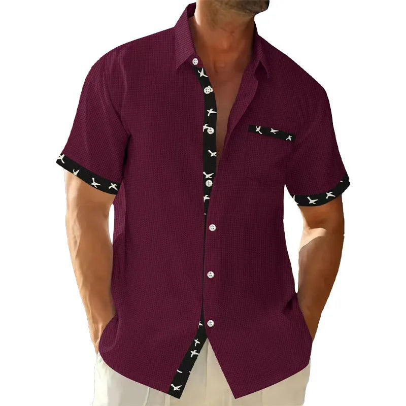 Men's loose casual floral print T-shirt shirt in black, polyester fibre, sizes S to XXXL