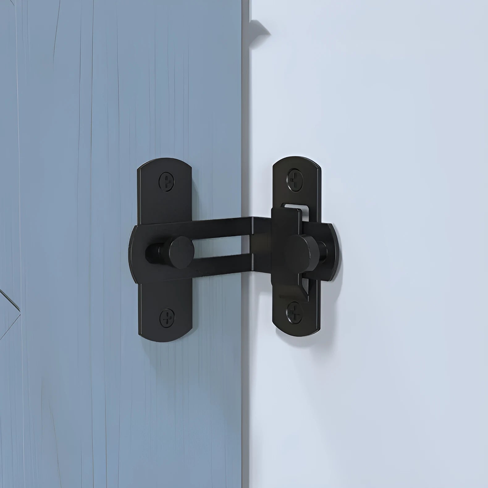 Warehouse sliding door lock with 90-degree black carbon steel hook and stainless steel shackle