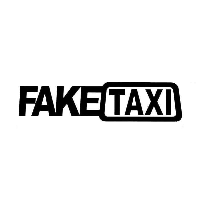 Waterproof PET car warning sticker with FAKE TAXI text in 20x8cm size for taxi identification