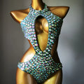 Women's one-piece mesh diamond pattern swimsuit in nylon with polyester lining
