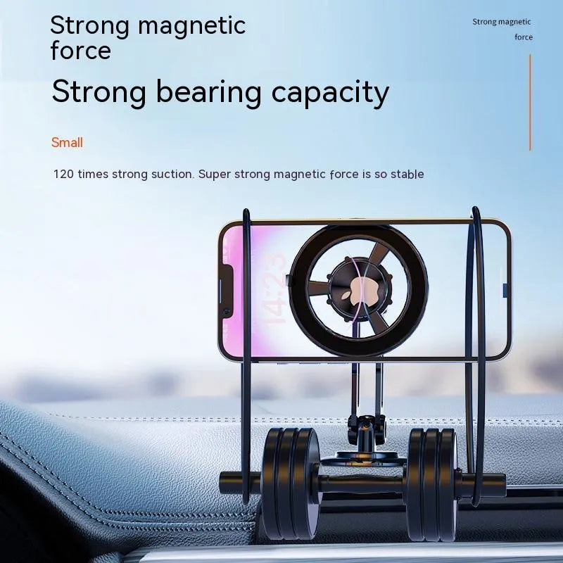 All-metal magnetic car phone holder in black, silver, gold, and rose gold colours with magnetic rings