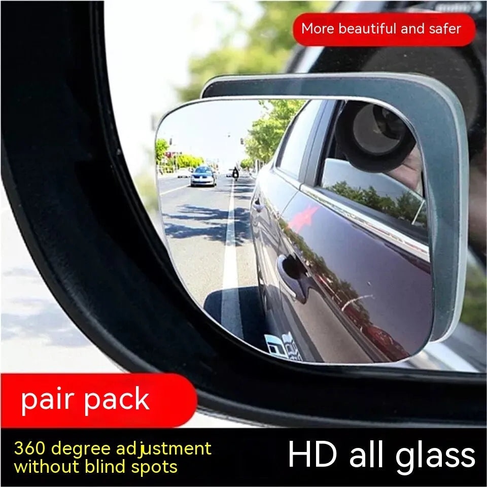 Car blind spot mirror with 360-degree adjustable angles and no-edge glass construction