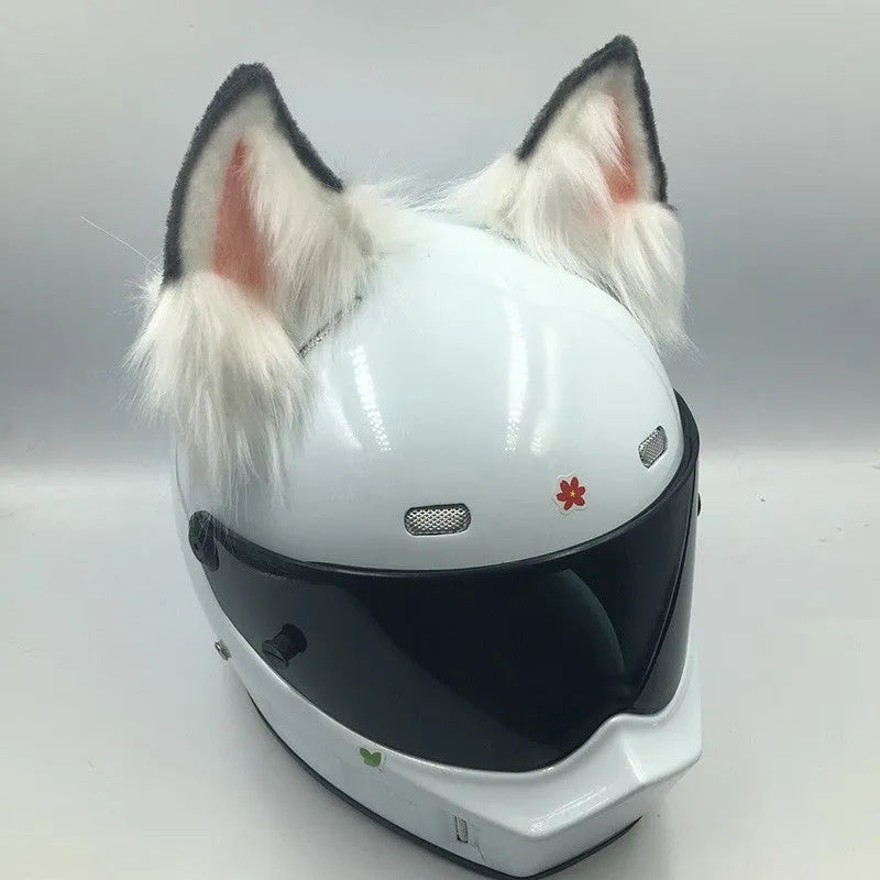 ABS plastic animal ear helmet ornaments with matching tail on motorcycle helmet