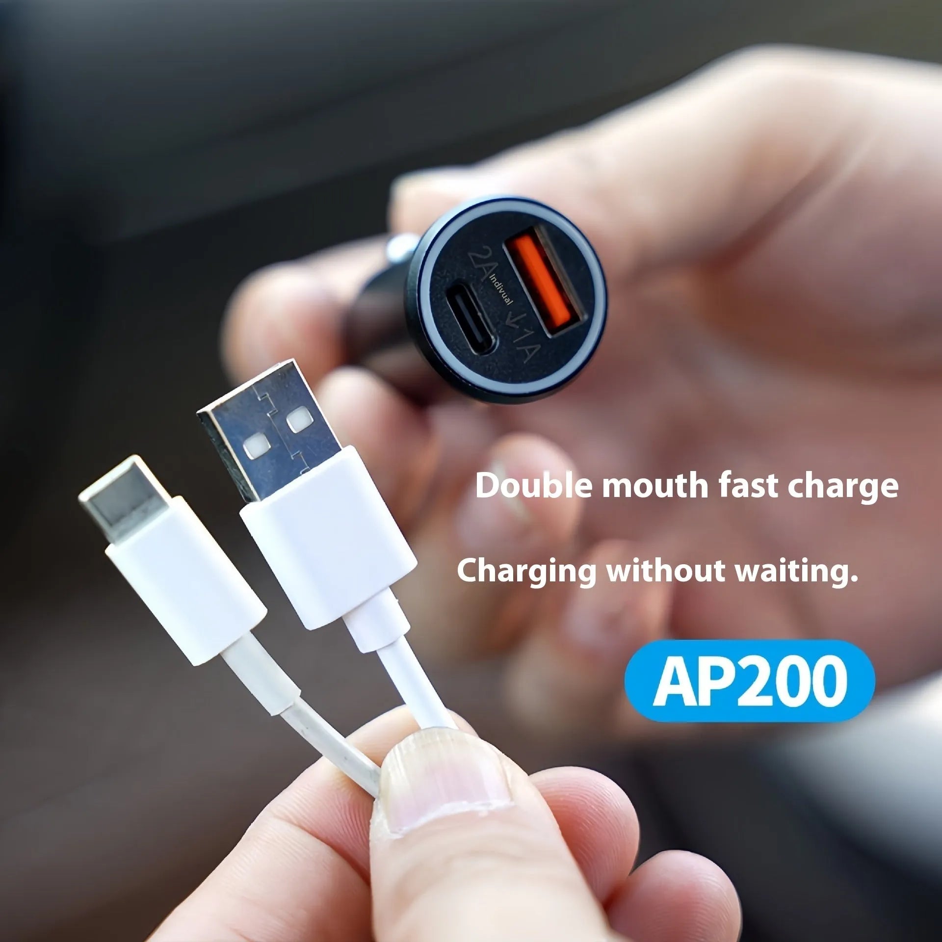 Black car charger GPS locator tracking device for vehicle security on a grey background.