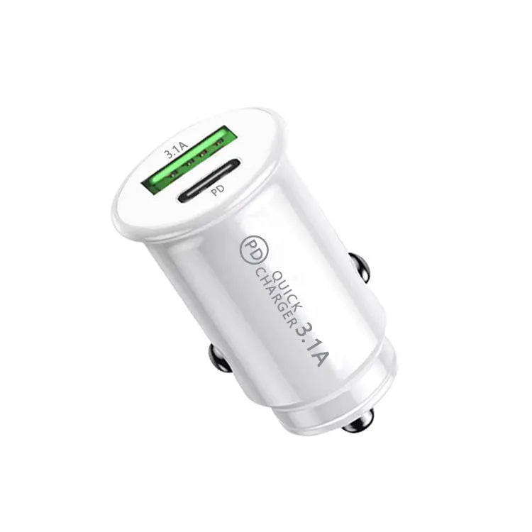 Dual port car charger with LED voltage display plugged into vehicle cigarette lighter socket