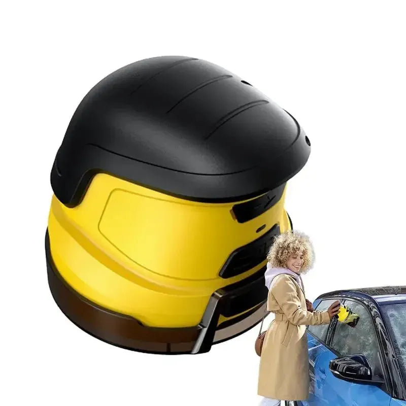 Yellow cordless electric ice scraper with USB charging cable for car windows