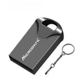 Silver car-shaped metal USB drive on a necklace chain, shown next to a black version.