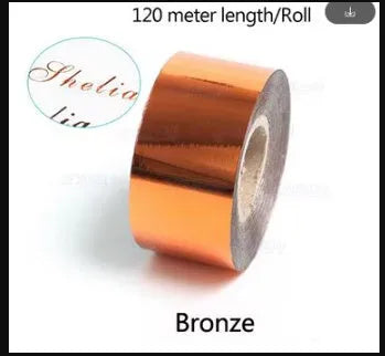 Rolls of electrochemical aluminium hot foil transfer paper in various metallic colours for leather and plastic branding