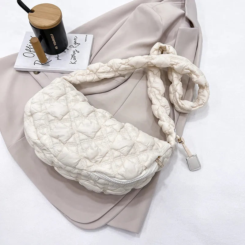 Women's casual nylon shoulder messenger bag in a solid colour with adjustable strap.