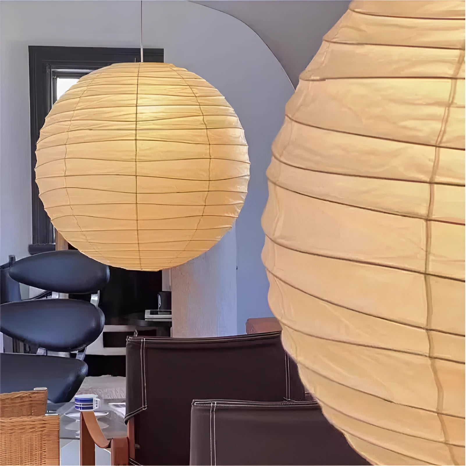 Japanese rice paper chandelier pendant light in 30cm and 45cm diameter options