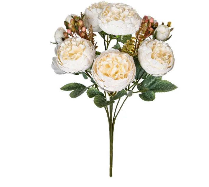 Silk artificial peony bouquet in champagne colour for wedding or home decoration