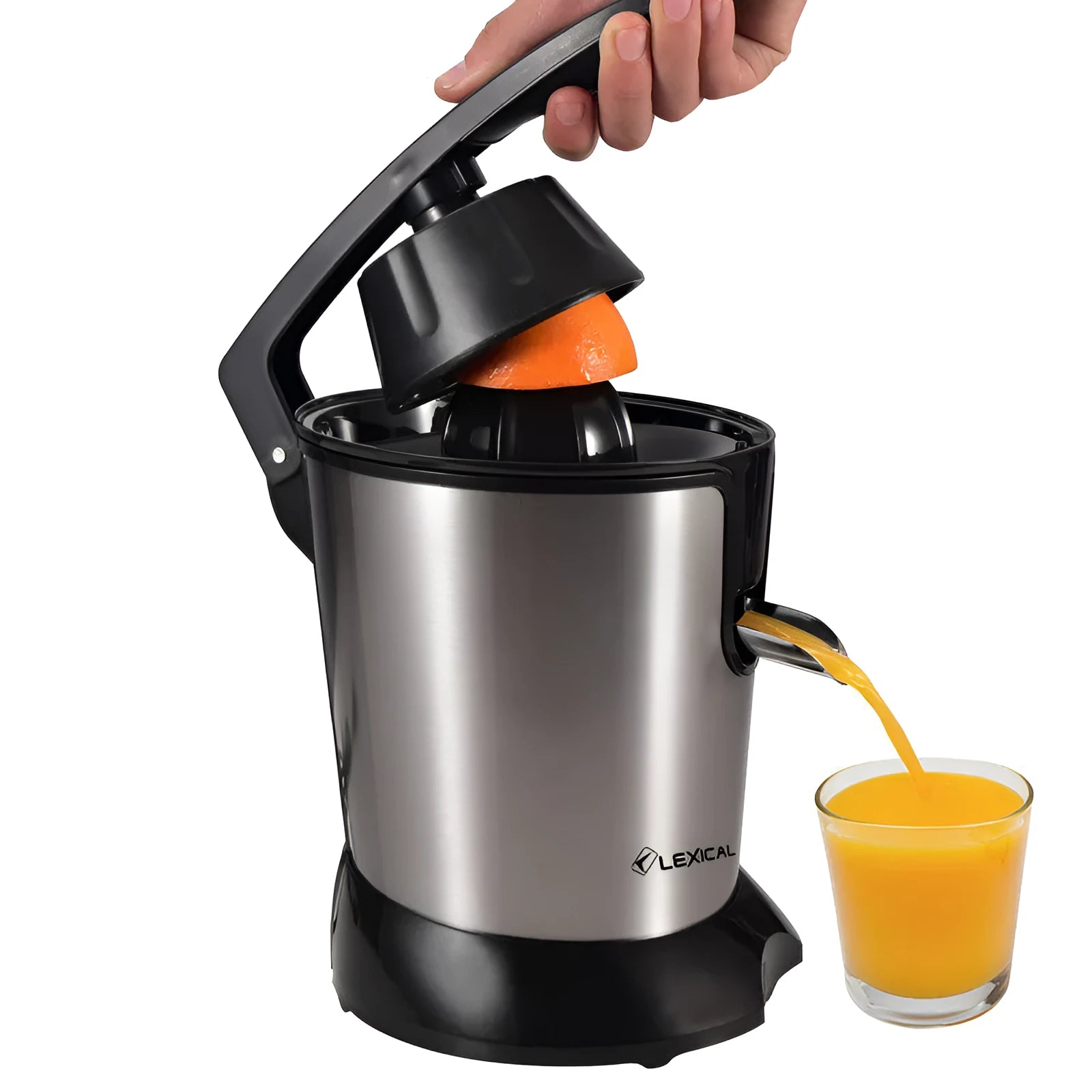 Stainless steel electric citrus juicer with vertical screw rod juice separation mechanism