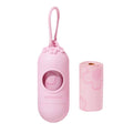 Portable dog poo bag dispenser capsule with scented inner bags in strawberry, orange, or cherry blossom options