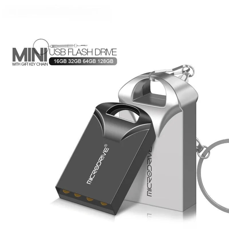 Mini black and silver metal USB flash drives showing compact size and USB connector
