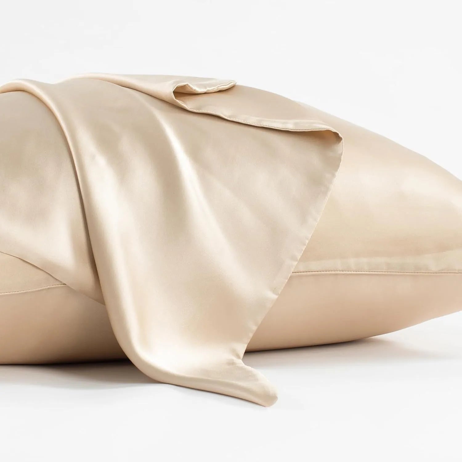 Dark grey mulberry silk envelope pillowcase showing closure detail and smooth fabric texture