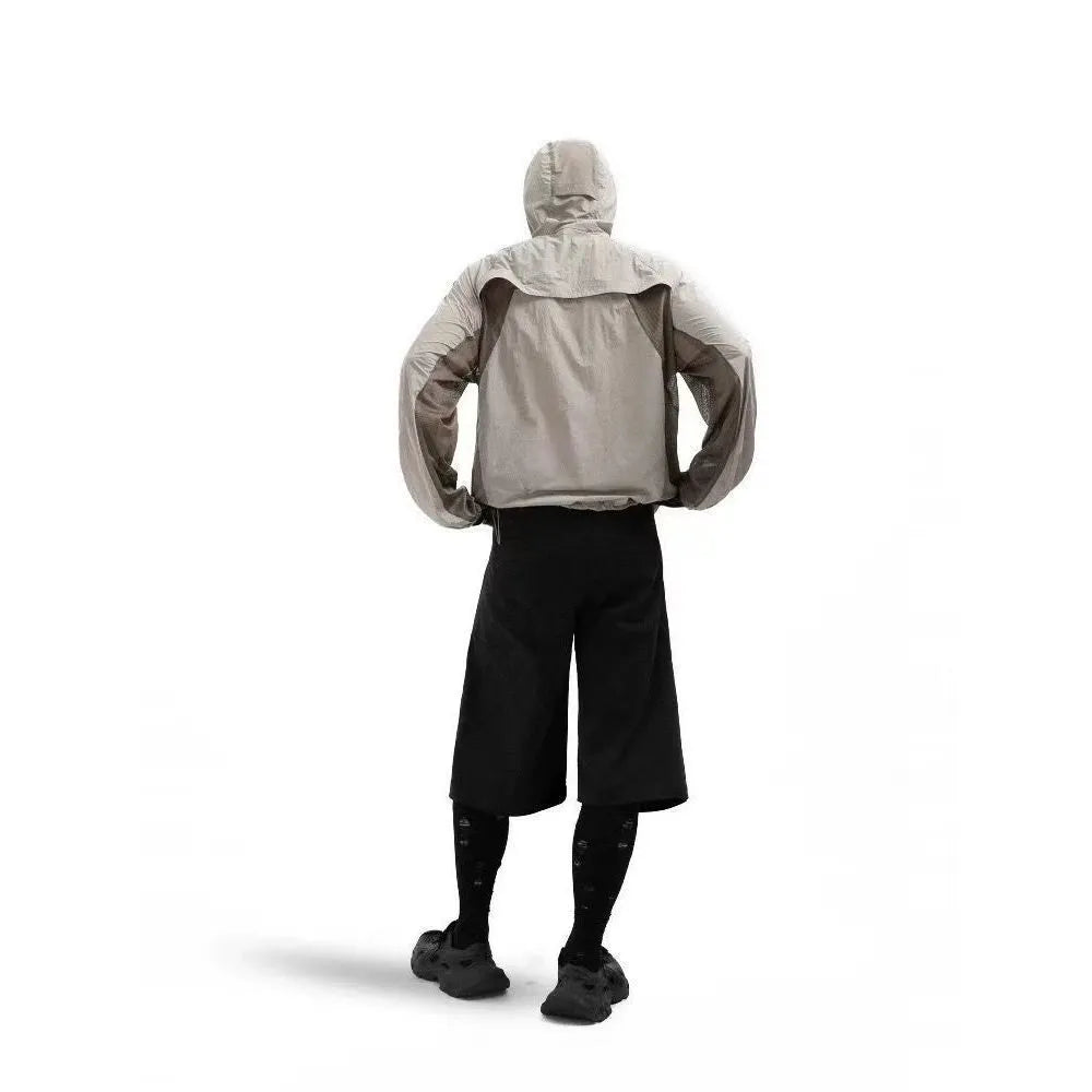 Mesh stitched sun protective shirt in desert brown colour showing regular length cut