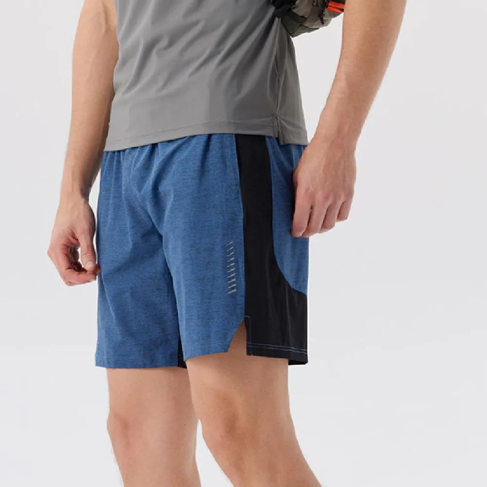 Men's five-point spandex shorts in forest green, mid waist design with casual styling
