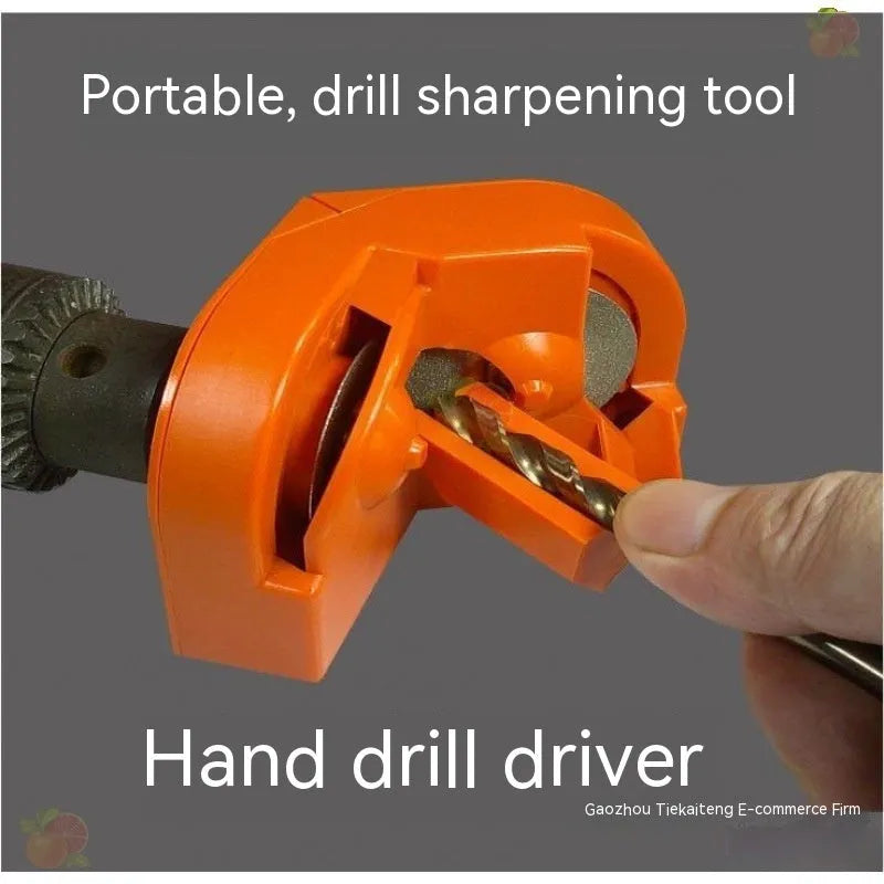 Portable grinding drill tool with orange and black sander sets showing irregular style construction