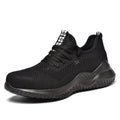 Steel toe cap safety work shoes in black and grey colours with low-cut design