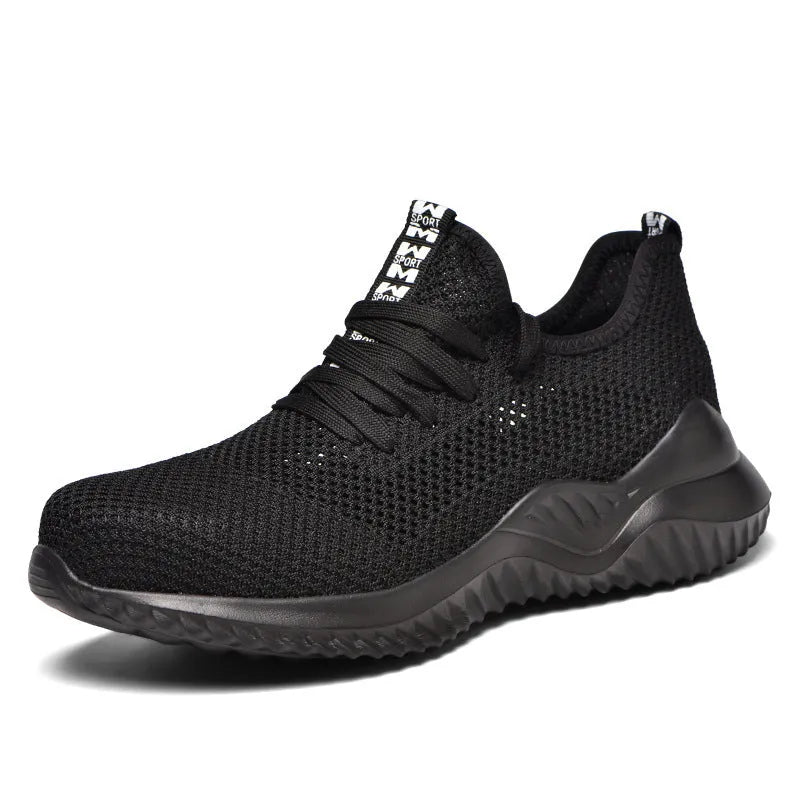 Steel toe cap safety work shoes in black and grey colours with low-cut design