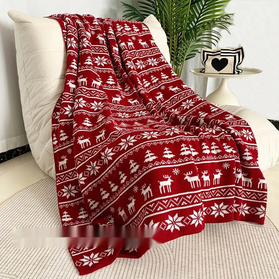 Personalised Christmas acrylic blanket with cartoon snowflake or reindeer design in soft fabric