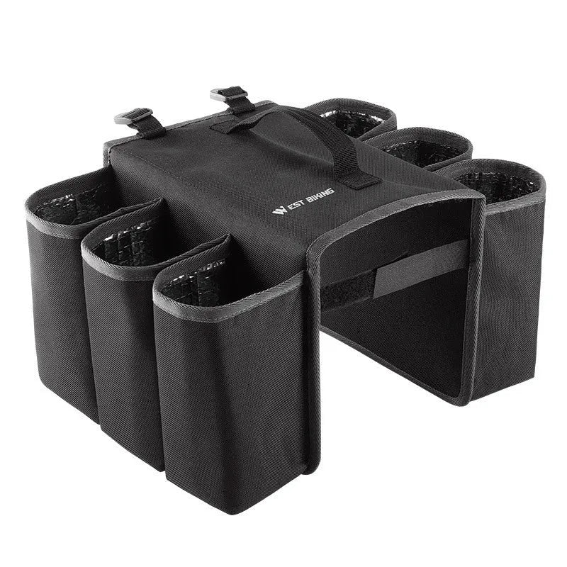 Bicycle double-sided anti-scratch beverage shelf bag in black or orange colour