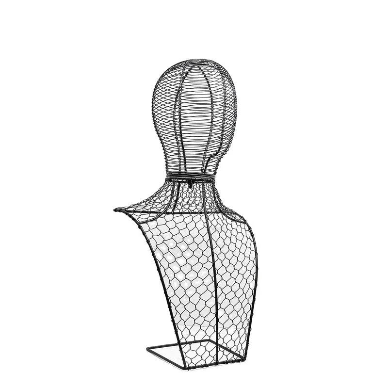 Wrought iron half-length portrait ornament rack in black or gold for jewellery, hats and headdresses