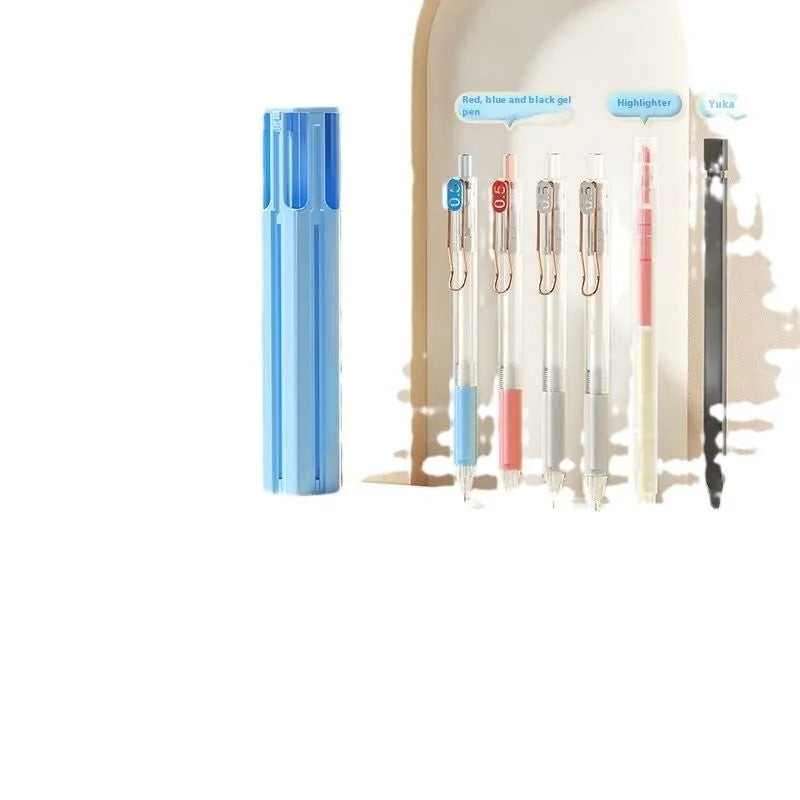 Pressing pen kit with plastic pencil case in Sky Blue, Vigorous White, and Girl Pink colour options