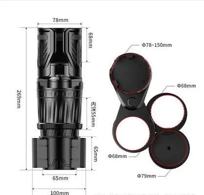 Carbon fibre black adjustable car cup holder with retractable base extended.