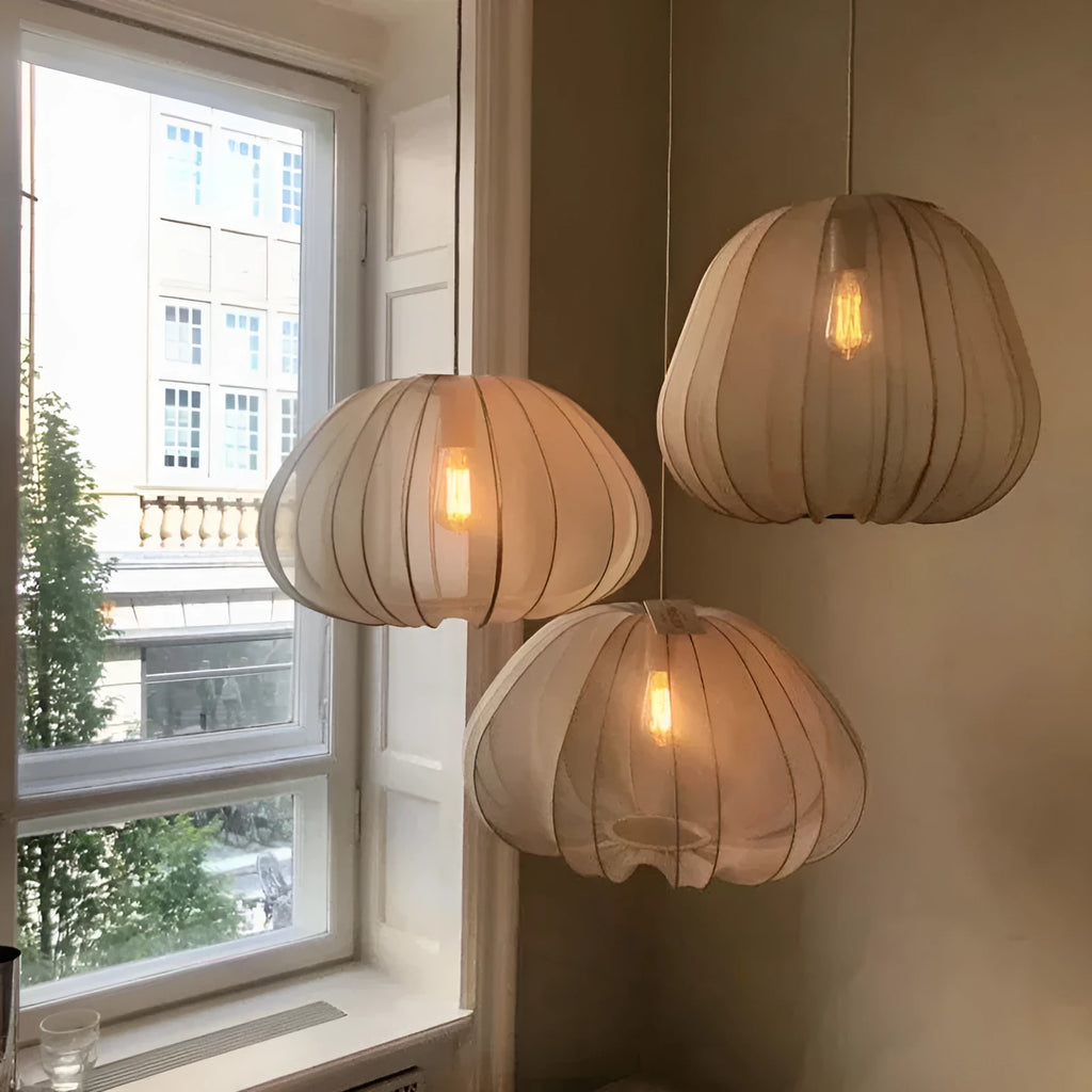 Japanese style iron pumpkin ceiling lamp with branch-type fitting and LED light source