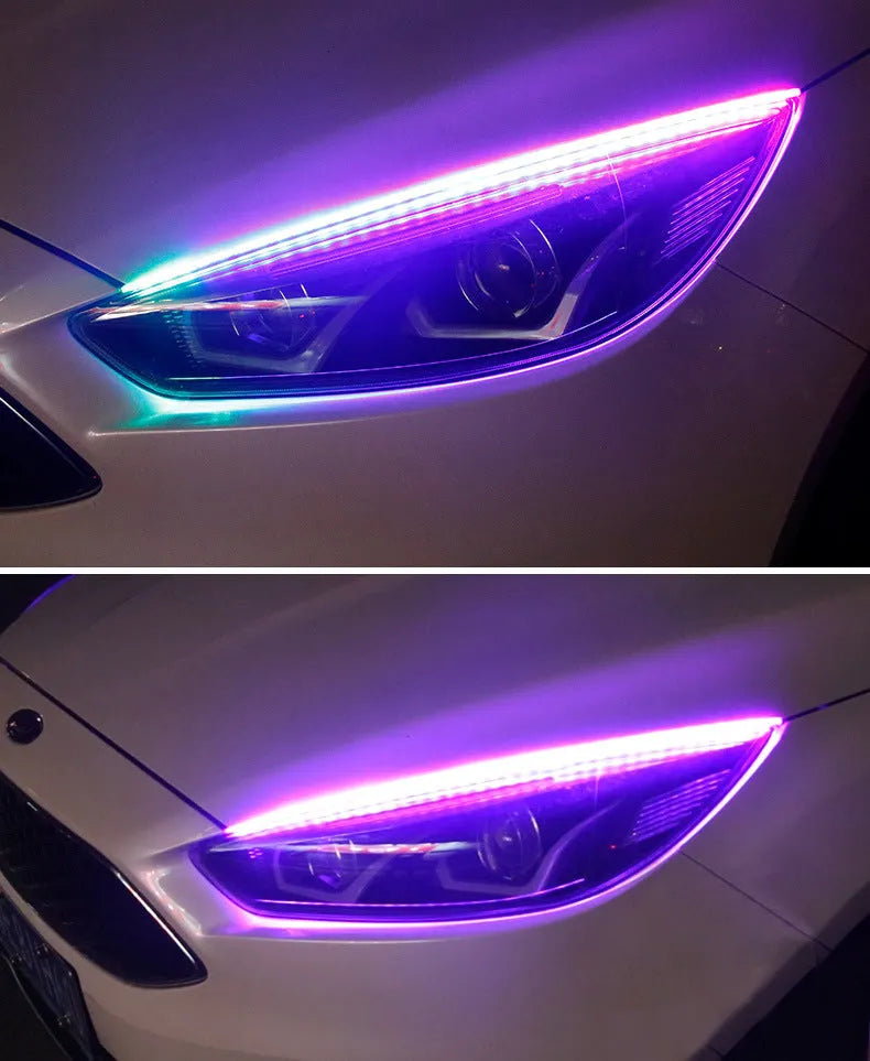 Universal LED daytime running lights for General Motors vehicles with remote control and RGB colour options
