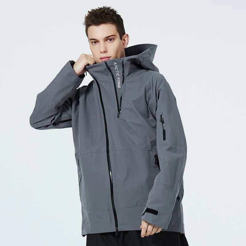 Model 2417 thin windproof waterproof ski suit for men and women in yellow colour