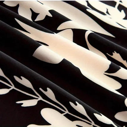Chinese style mid-length pleated skirt with 3D digital printed plant flower design and splicing detail in DD25052